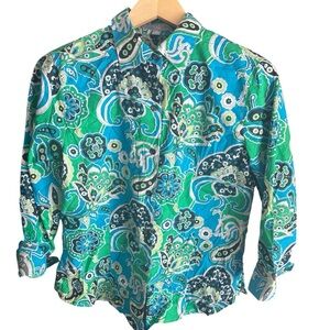 Foxcroft Shirt Womens Button Front Long Sleeves Wrinkle Free Top Shirt Size 8